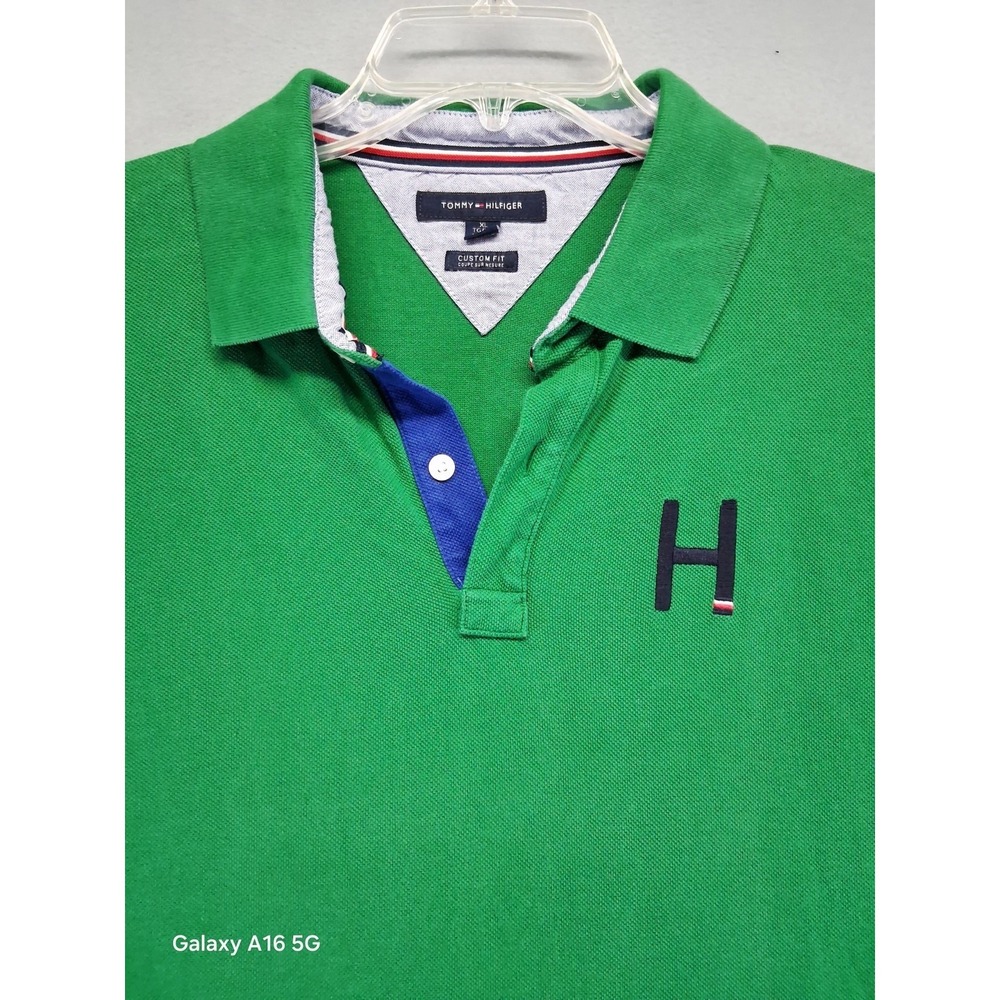 Tommy Hilfiger Men's Custom Fit Short Sleeve Green Polo Shirt #85 Size XL